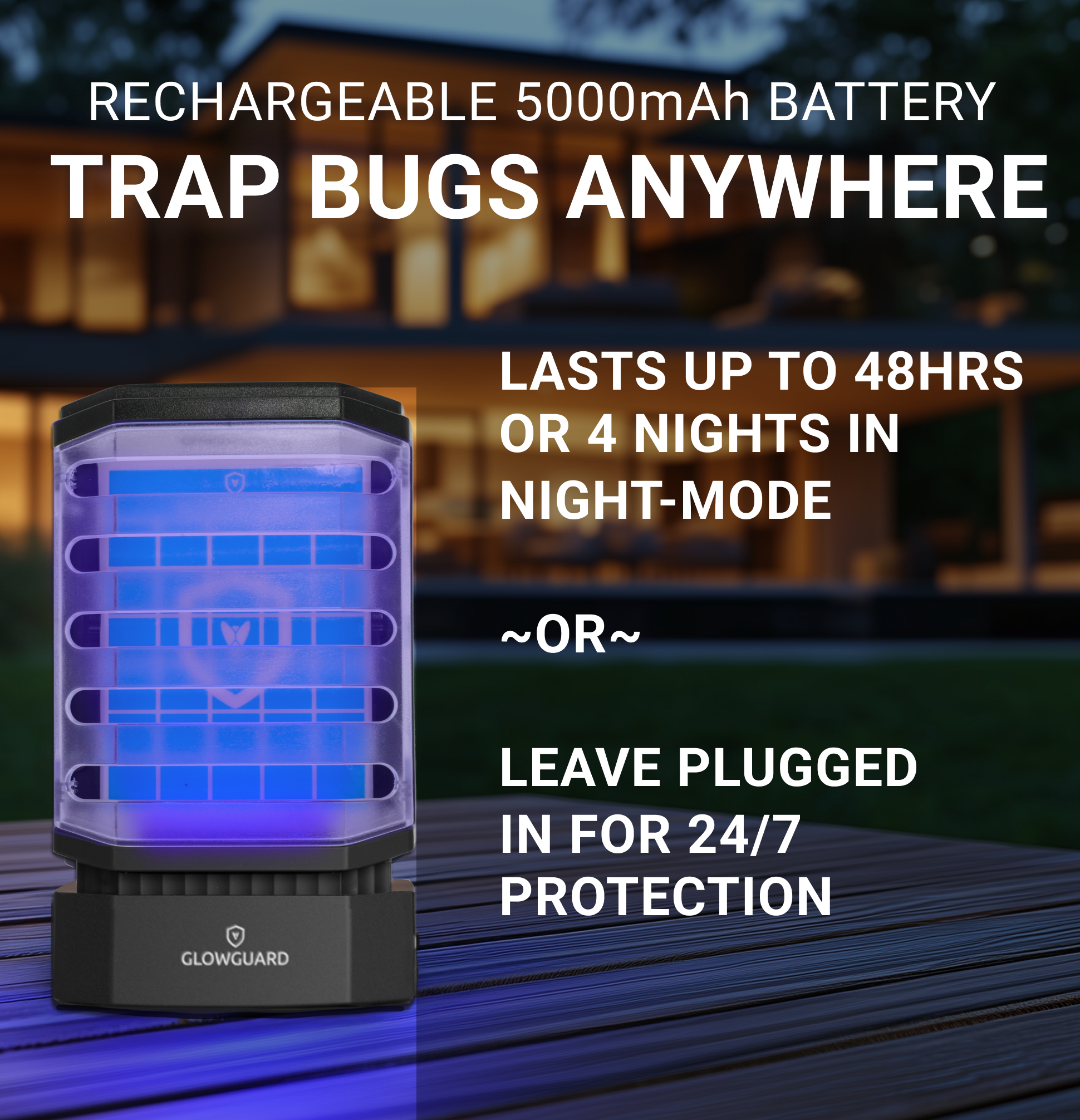 GlowGuard-X Rechargable Fly Trap & Gnat Killer | Muti-Purpose Mosquito Trap + Fruit Fly Catcher | 1 Device+ 4 Refills