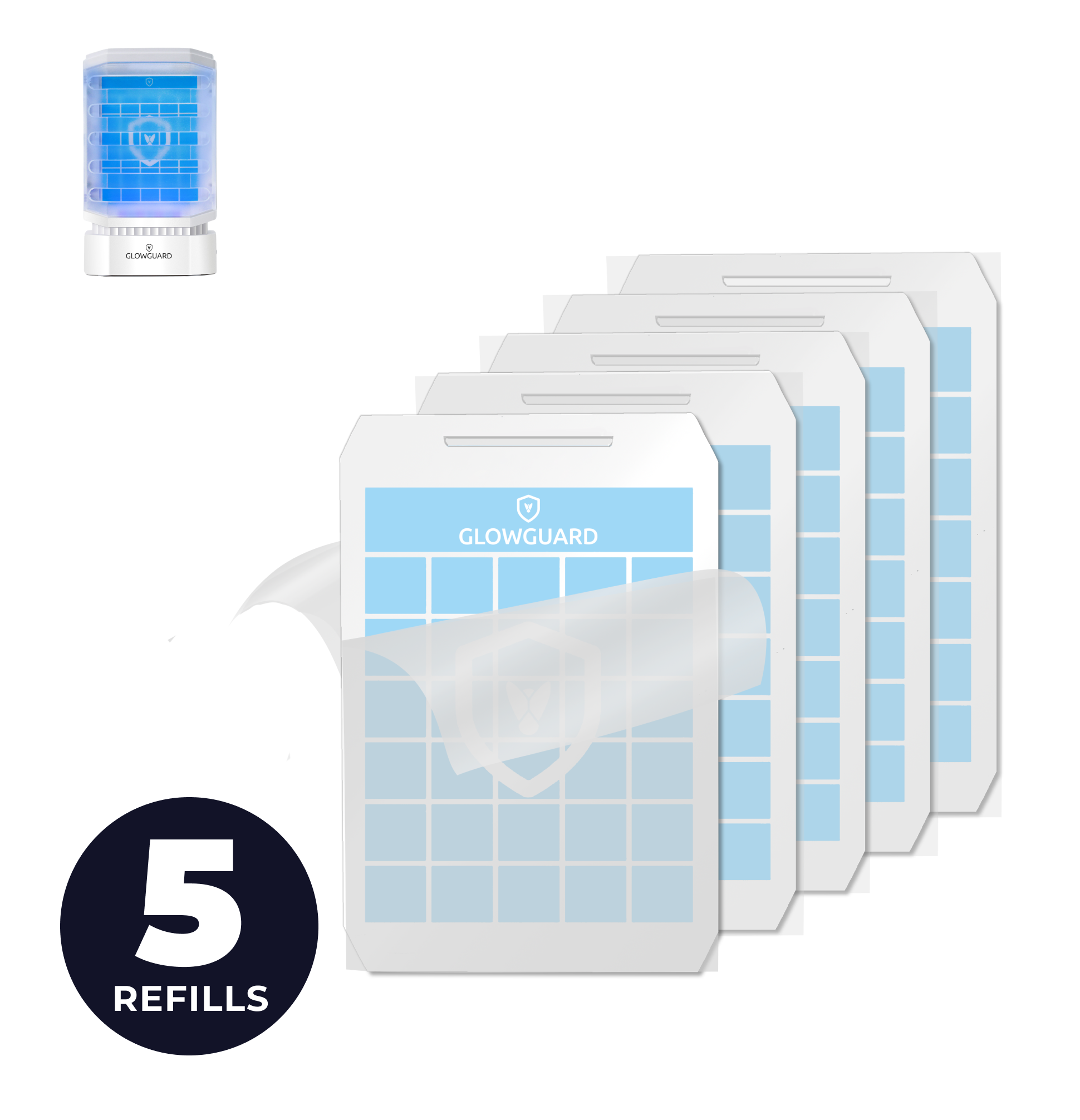 5-Pack Refill Sticky Pads for GlowGuard Cordless Flying Insect Trap (Device NOT Included), Non-Toxic, No Chemicals