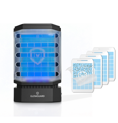 GlowGuard Cordless Flying Insect Trap | Traps Fruit Flies, Gnats, Moths, & Mosquitos | 1 Trap+ 4 Refills