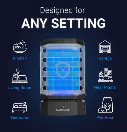 GlowGuard Cordless Flying Insect Trap | Traps Fruit Flies, Gnats, Moths, & Mosquitos | 1 Trap+ 4 Refills