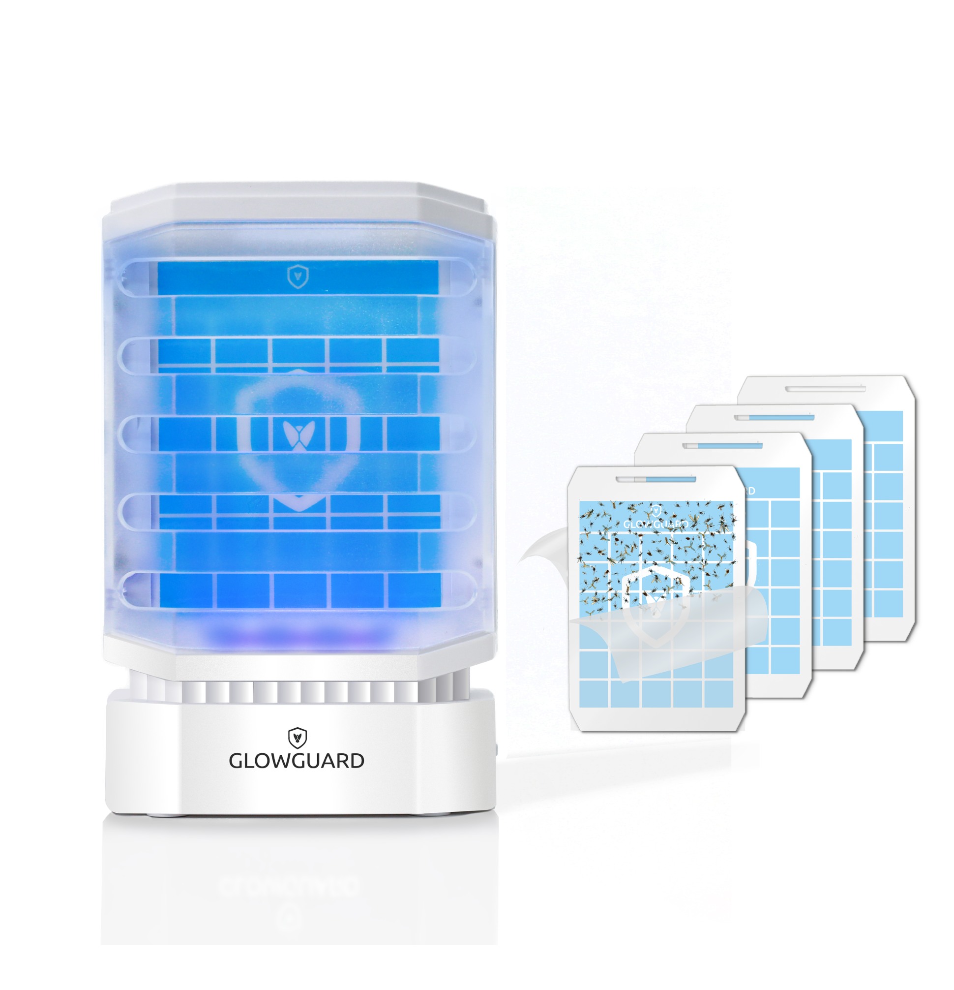 GlowGuard Cordless Flying Insect Trap | Traps Fruit Flies, Gnats, Moths, & Mosquitos | 1 Trap+ 4 Refills